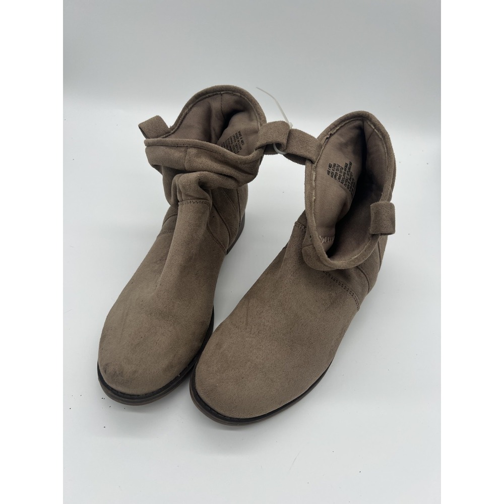 Kohl's Women's US 6 Taupe Slouchy Ankle Boots Textile Pull On Low Heel‎